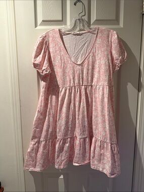 Bluenotes Pink Floral Tiered V-Neck Dress for Girls